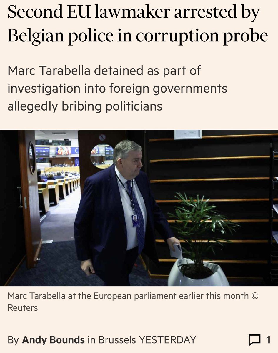 Qatargate: Police arrested a second member of the European parliament, Marc Tarabella (Belgian socialist), in their investigation into foreign governments allegedly bribing politicians to influence government decisions